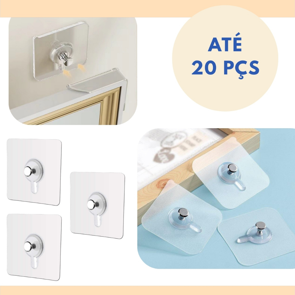 KIT Gancho de Parede Adesivo Para Pendurar Quadros Cozinha Banheiros Parafuso Sem Furo