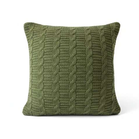 Capa Almofada Tricô Trança 45x45 Luxo Decorativa Macia Sofá Cama Premium Conforto Sala Moderna FI