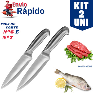 Kit De Facas 2 ou 1 Unidade Peixeira Inox 7 ou 6 Polegadas – Profissional e Resistente para Uso Contínuo em Churrasco em Oferta na Shopee