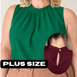 Blusa Feminina Duna Plus Size G1 G2 • Sem Manga • Gola Plissada Elegante • Confortável e Moderna em Oferta na Shopee