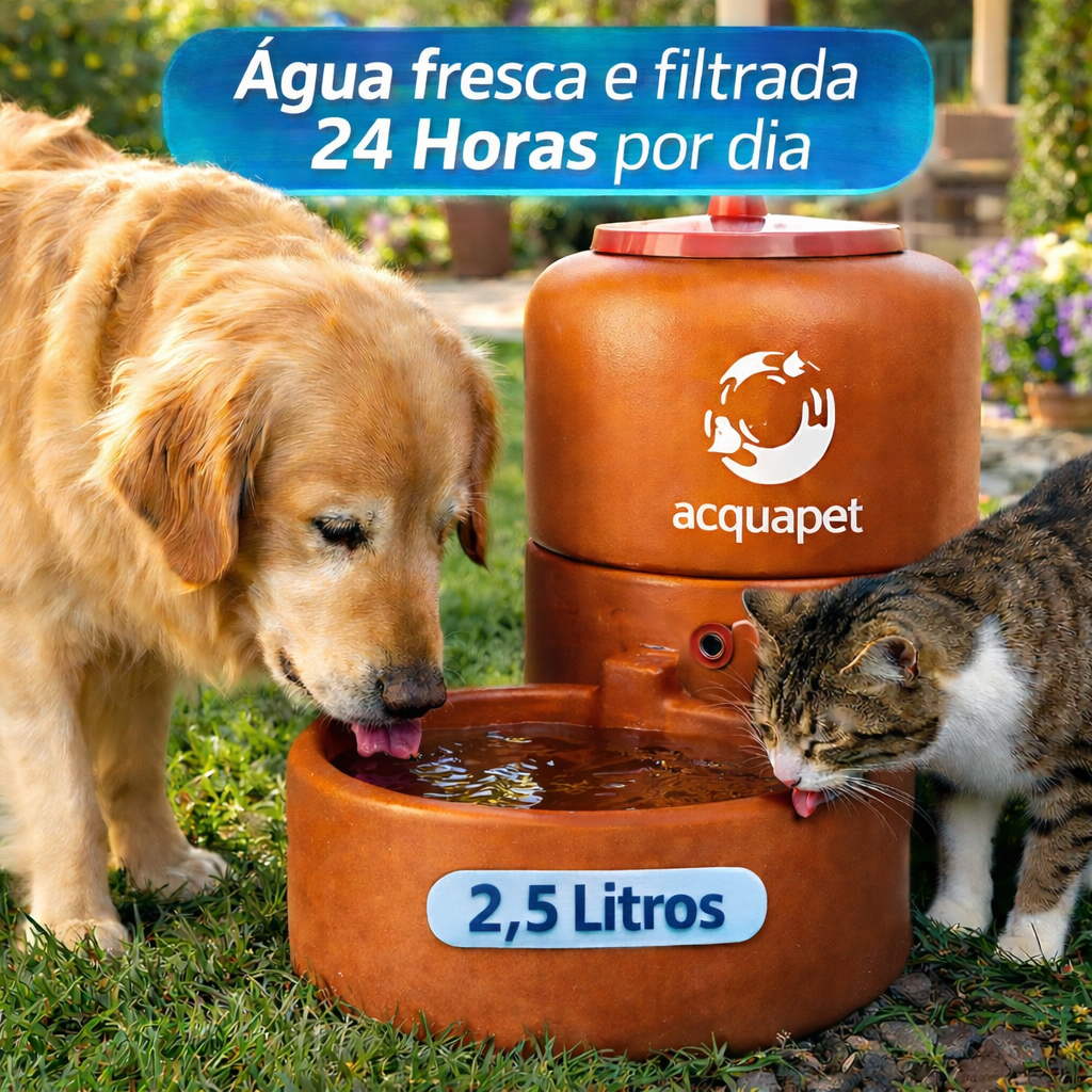 Bebedouro De Barro Para Cães Gatos Cachorros Pet Completo Vela Carvão Ativado 2,5 L- Envio Imediato em Oferta na Shopee