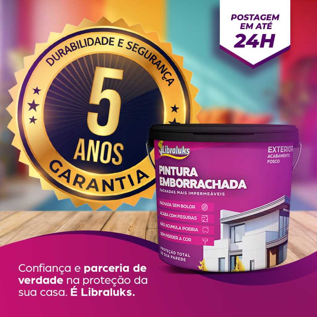 TINTA BORRACHA LIQUIDA 5 ANOS GARANTIA PREMIUM 4/18L TERMICA,IMPERMEAVEL C GARANTIA DE FABRICA PROTECAO TOTAL CASA