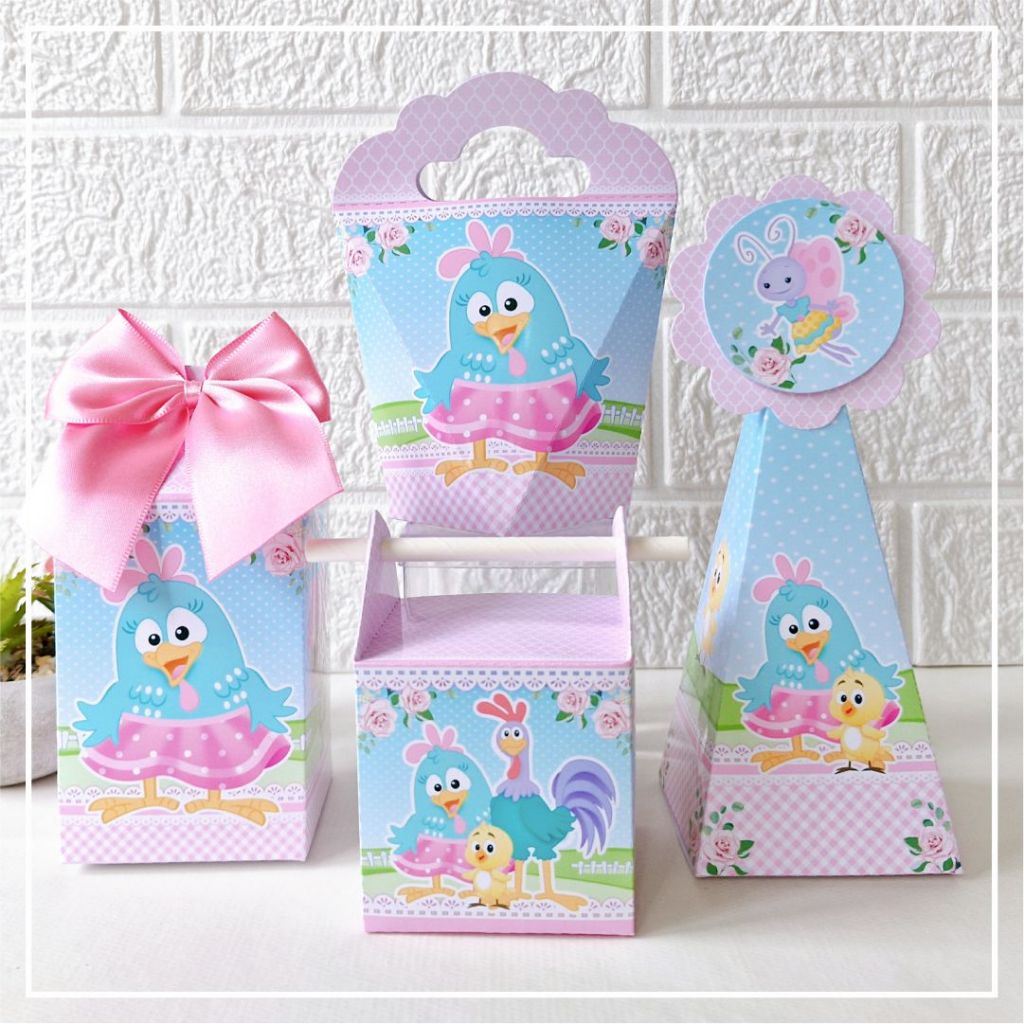20 Caixas Galinha Pintadinha Rosa (candy) | Kit Lembrancinhas Festa Pegue e Monte | SEM Personalização em Oferta na Shopee