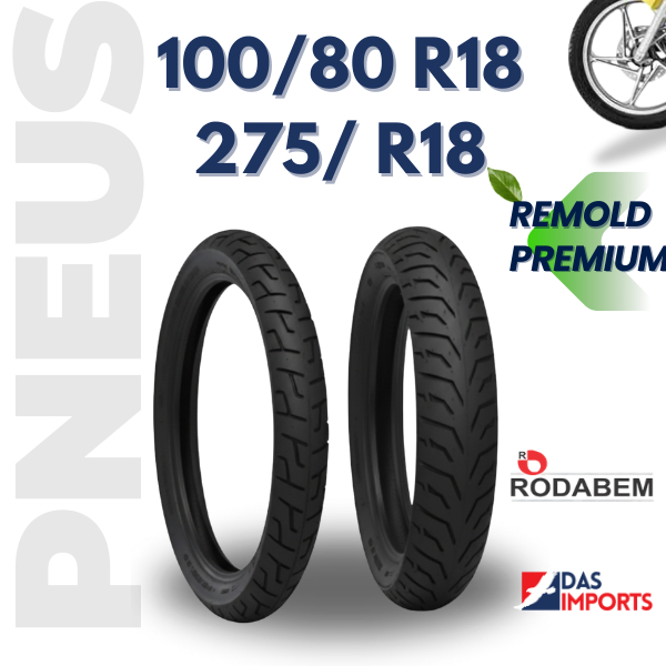 Par pneu 100/80/18 + 275/18 SEM CAMARA Remold aro 18 Titan Fazer CG em Oferta na Shopee