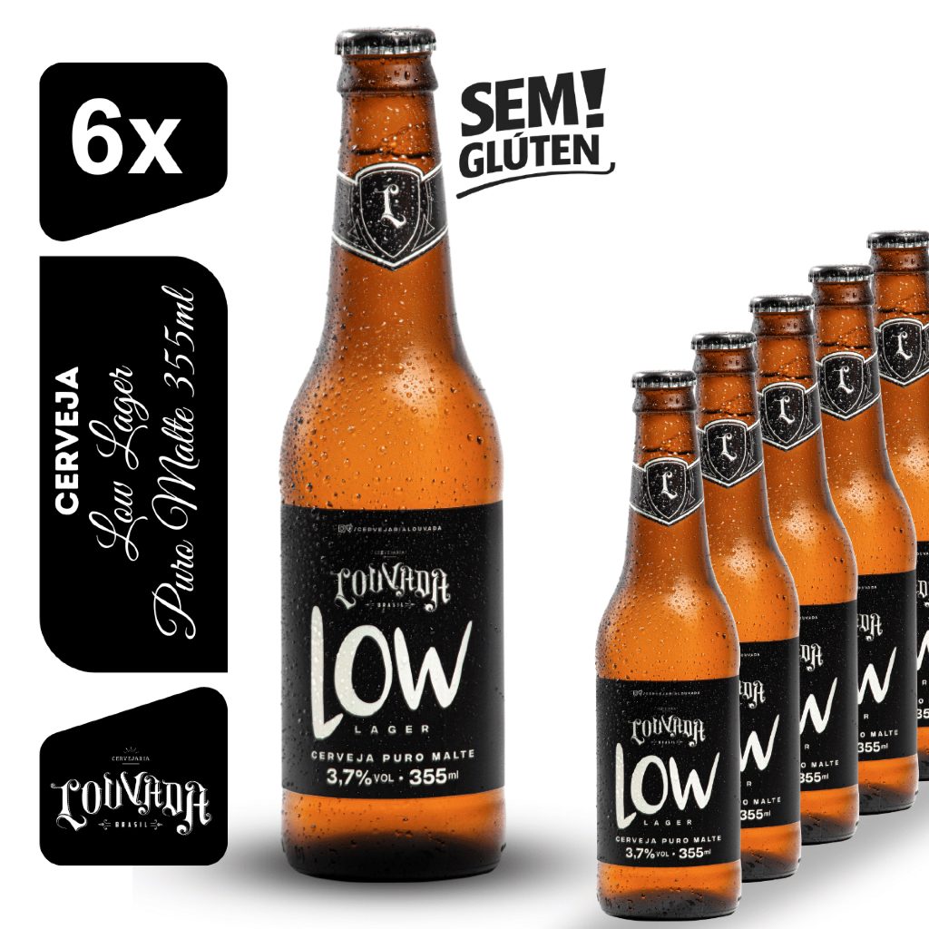 Cerveja Low Lager Puro Malte Louvada 355ml Kit 6un - Sem Glúten em Oferta na Shopee