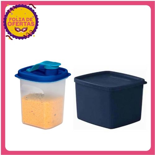 KIT TUPPER SLIM 350ML AZUL ROYAL + JEITOSO AZUL NOITE 800ML - TUPPERWARE
