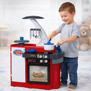 Cozinha Infantil Grande Completa Com Geladeira Fogão Forno Sai Água de Verdade Brinquedo Menino em Oferta na Shopee