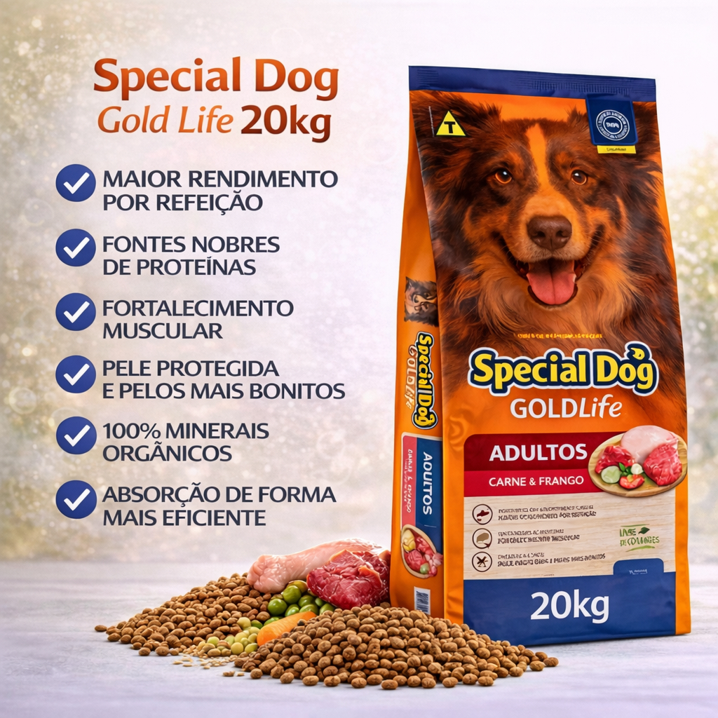 Ração Special Dog Life Frango Batata Doce Cães Adultos 20kg em Oferta na Shopee