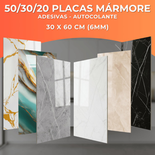 KIT 50/30/20 Placa Mármore 3d Adesiva De Parede Relevo Lavável 30cm X 60cm em Oferta na Shopee