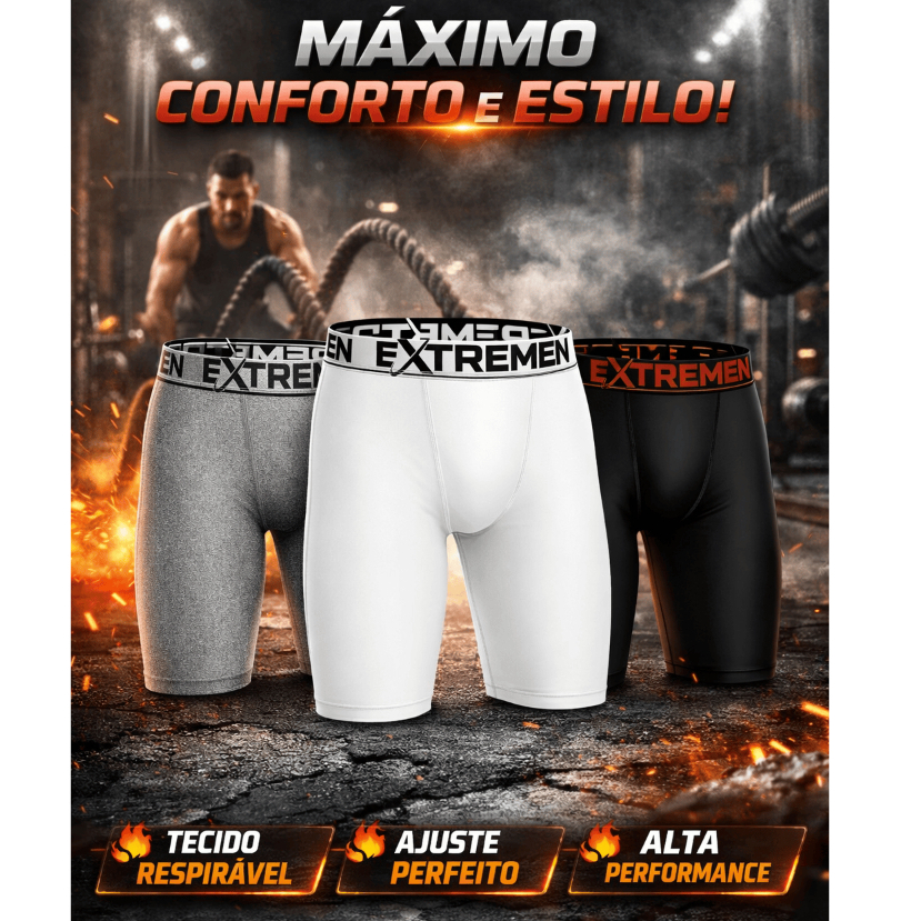 Kit 3 Cueca Box Ciclista Microfibra Perna Longa Long Leg do P ao Xgg