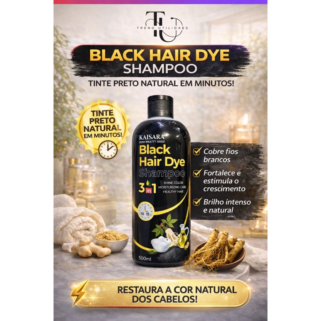 Shampoo Tonalizante Preto Grande 500 Ml Kaissara - Tintura - Preta Para Cabelos em Oferta na Shopee