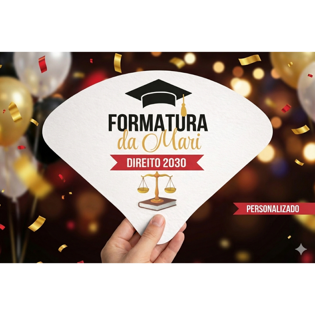 Ventarola Personalizada Formatura - Nome e Curso - Papel Premium 240g