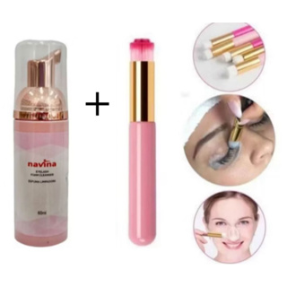 Espuma Pump Navina De Limpeza Para Cílios + Pincel Para Limpeza de cílios em Oferta na Shopee