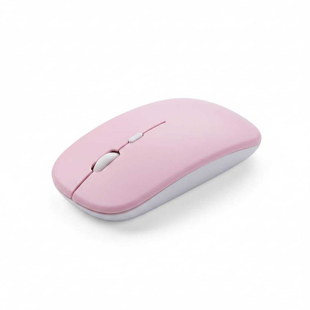 Mouse Rosa com LED RGB, Escritorio, Home Office, iluminação elegante e efeito refletido