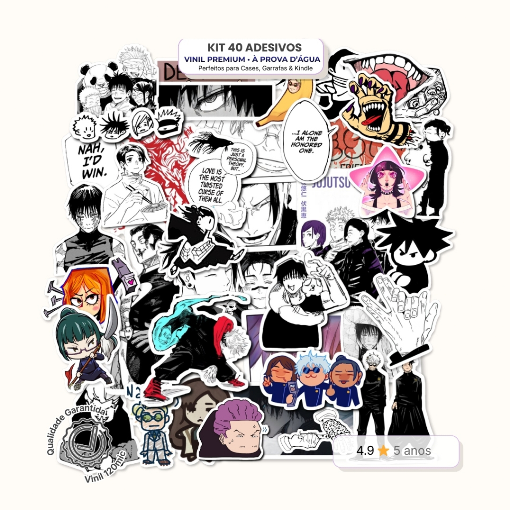 Kit 40 Adesivos JJK Jujutsu - Stickers Vinil à Prova D’Água | Anime Shonen Papelaria Criativa em Oferta na Shopee