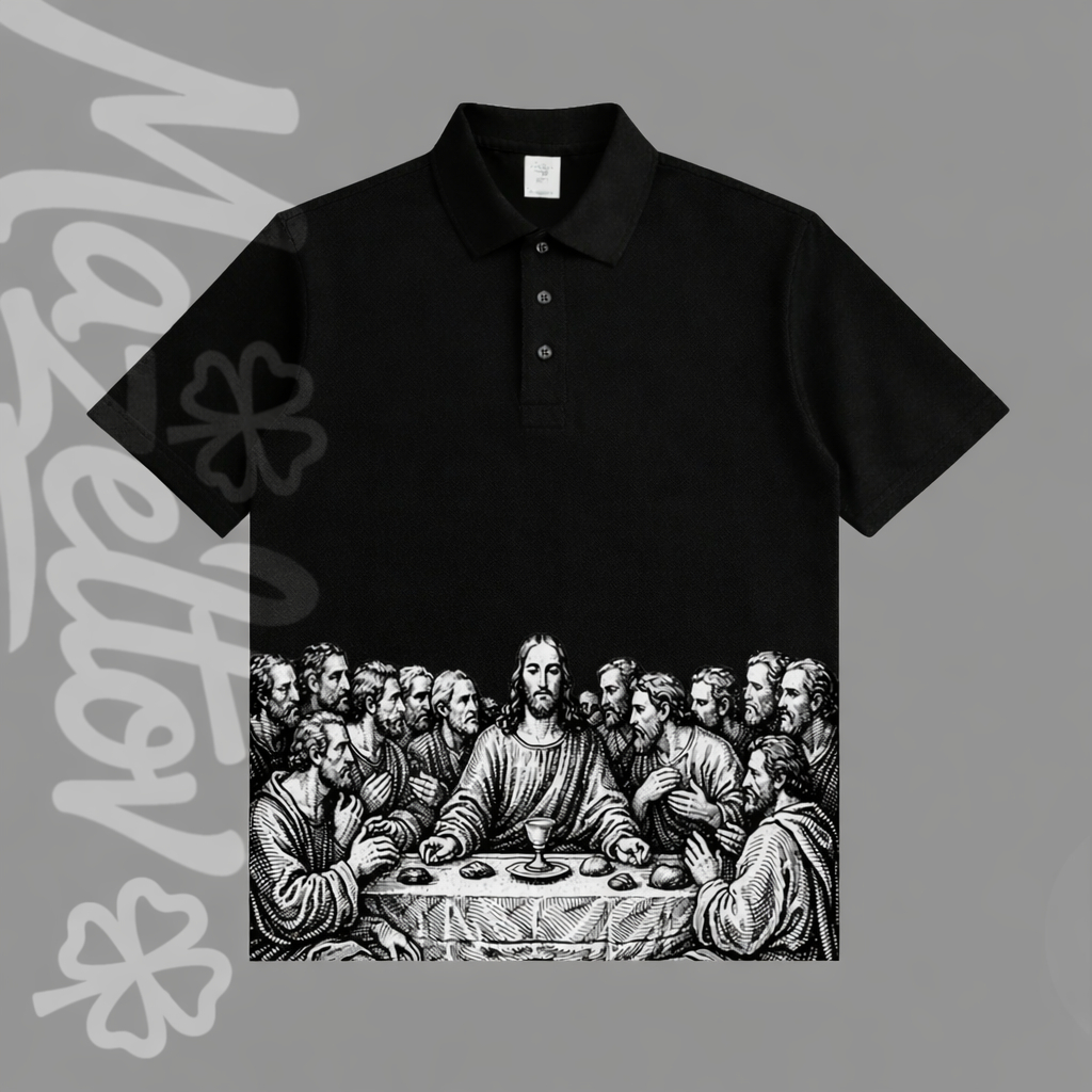 Camiseta Polo Unisex Estampa Religiosa Santa Ceia em Oferta na Shopee