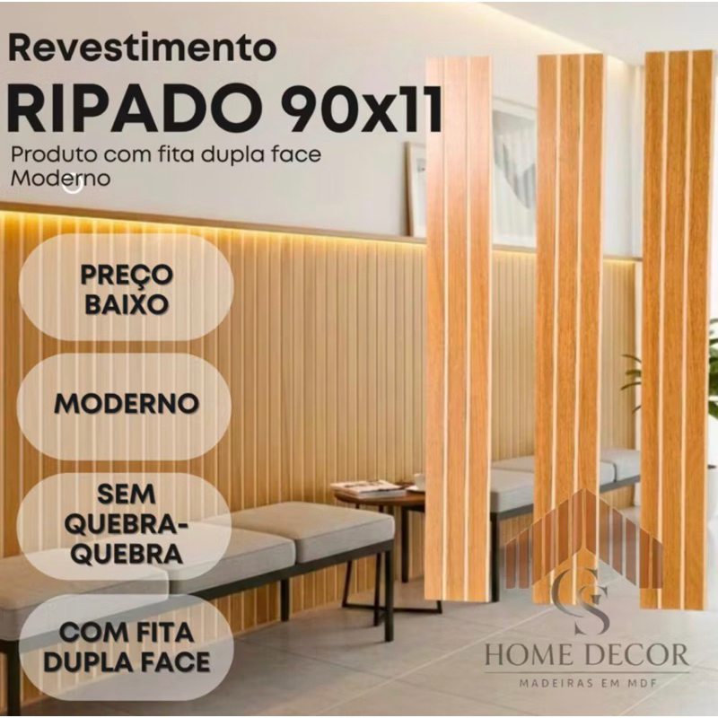 Kit 5 até 15 Painel Ripado de Madeira para TV 90x11cm Ripado Autocolante Decoração Quarto Decoração em Oferta na Shopee