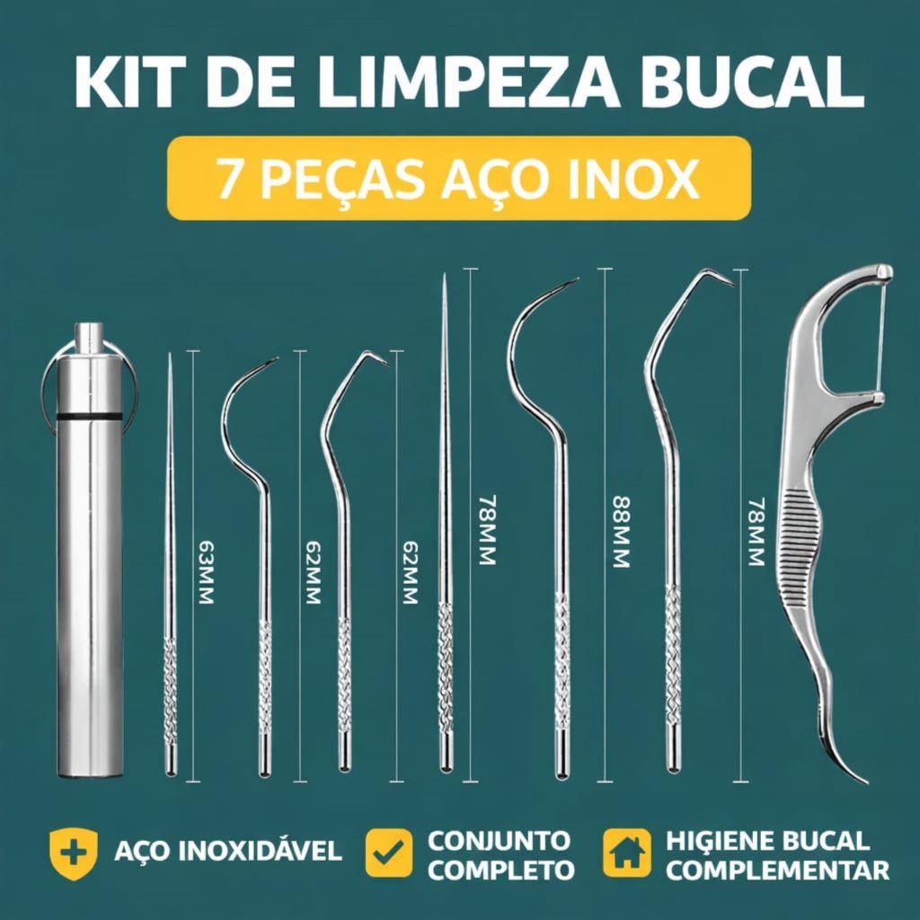 Kit de Higiene com 7 Peças Portátil Aço Inox