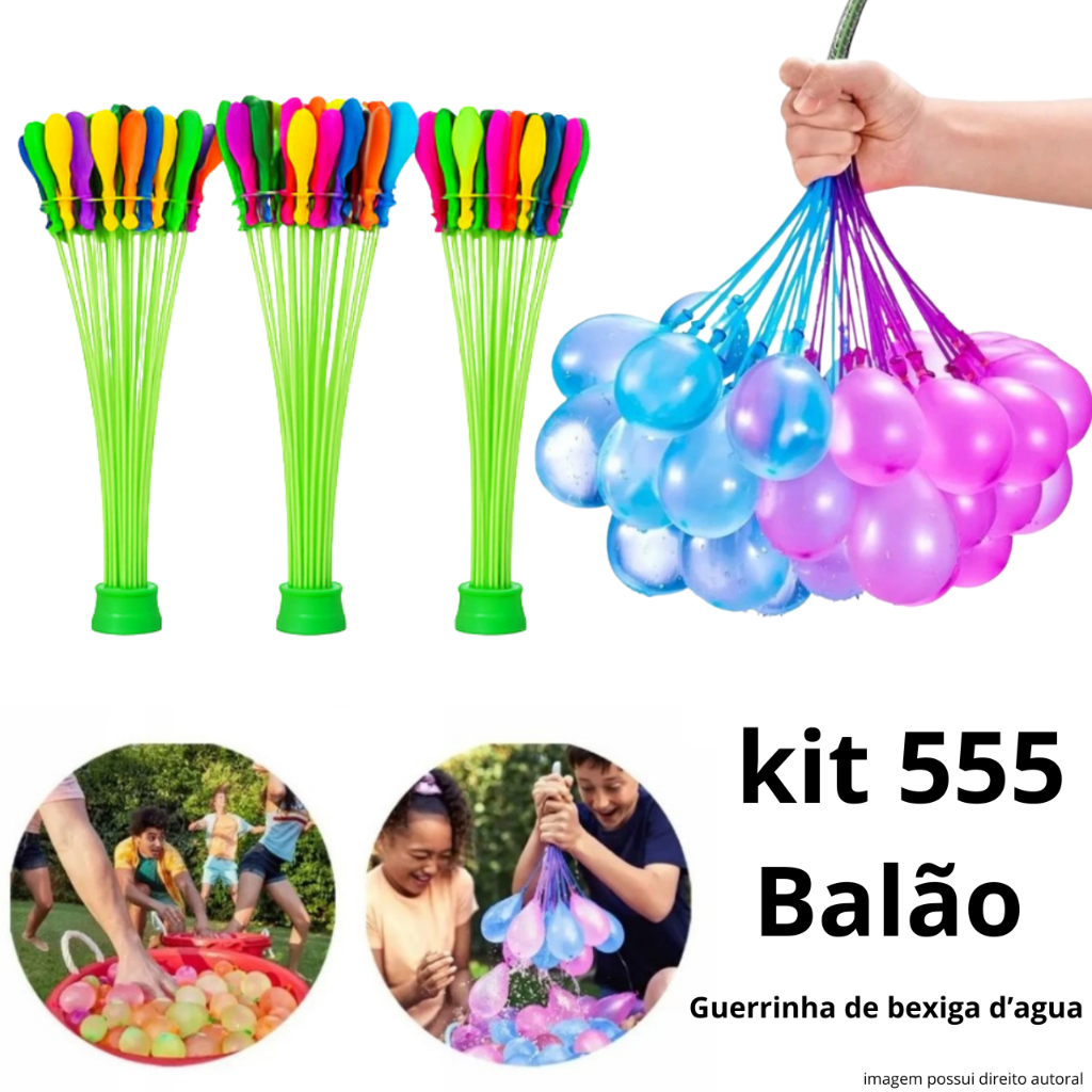 kit 555 Balão De Água Guerra De Bexiga ColoridasSplash Ball Verão Divertido Piscina Water Balloon