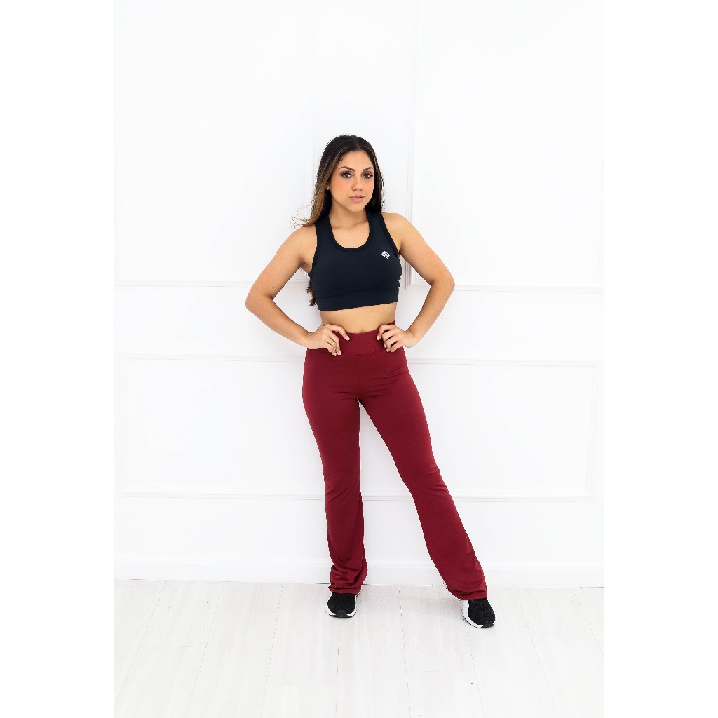 Calça Legging Flare Bailarina Suplex Cintura Alta para yoga, academia, esportes ou lazer M ao GG