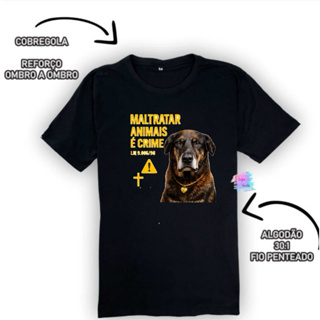 Camiseta Unissex Preta/Homenagem ao cão Orelha/Alerta Sobre a Lei Que Maltratar Animais é Crime em Oferta na Shopee