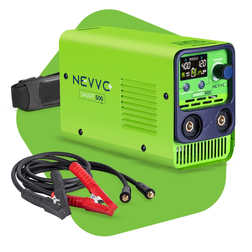 Carregador e Auxiliar de Partida Inteligente 50Amp 220V 12V 24V Carro Moto Caminhão Smart500 NEVVO