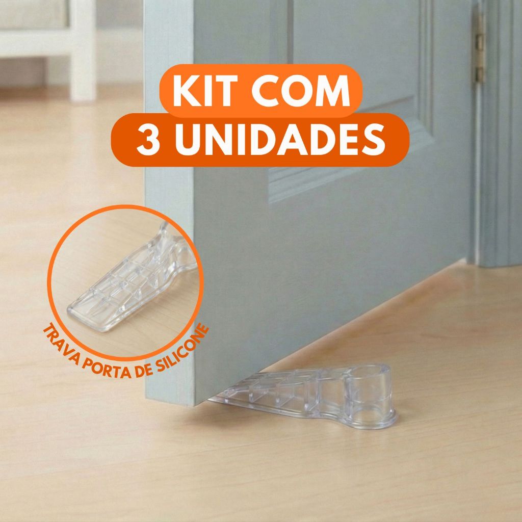 Kit 3 Aparador Peso De Porta Silicone Trava Segura Prendedor Fixador Cunha Prático Transparente em Oferta na Shopee