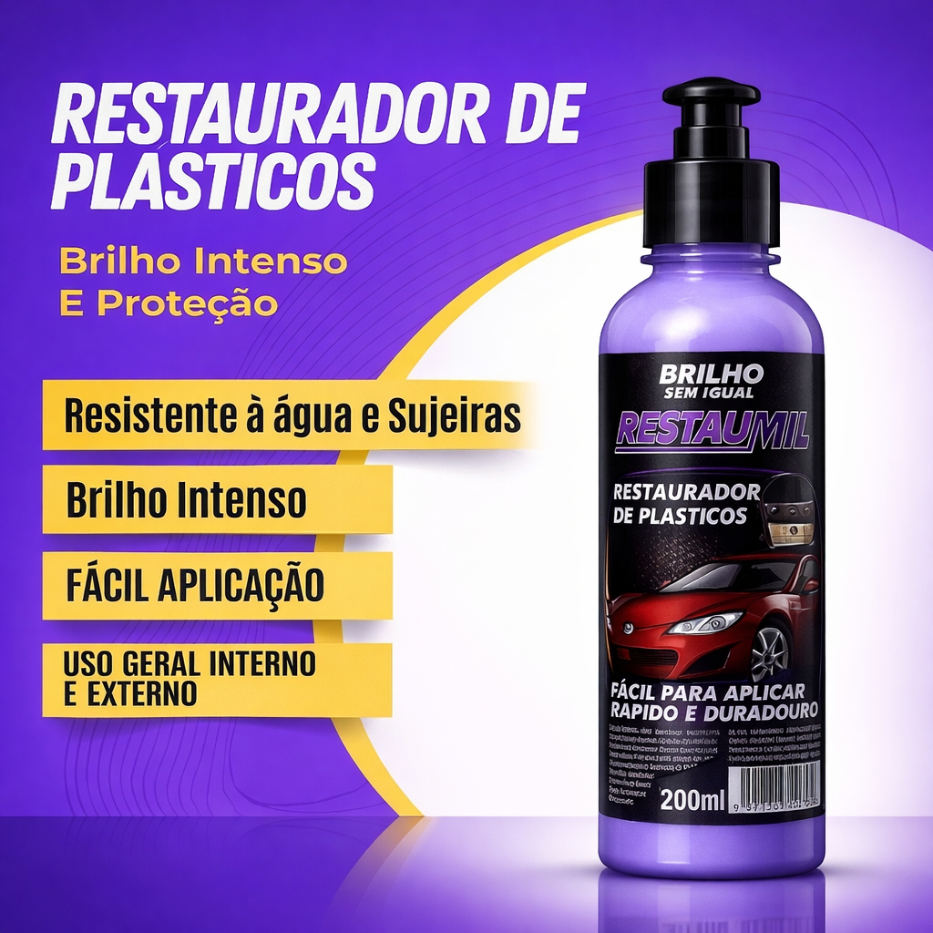 Revitalizador de Plástico Automotivo - Restaurador Brilho Intenso e Proteção Duradoura Automotiva em Oferta na Shopee