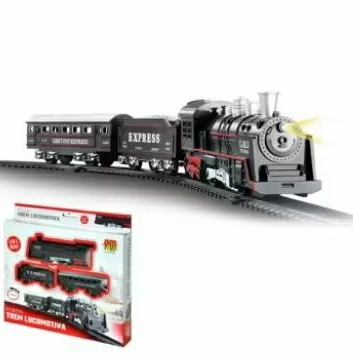 Pista Trem 67,5cm Locomotiva Ferrorama Trenzinho Elétrico Infantil com Som e Luz DM Toys DMT5373
