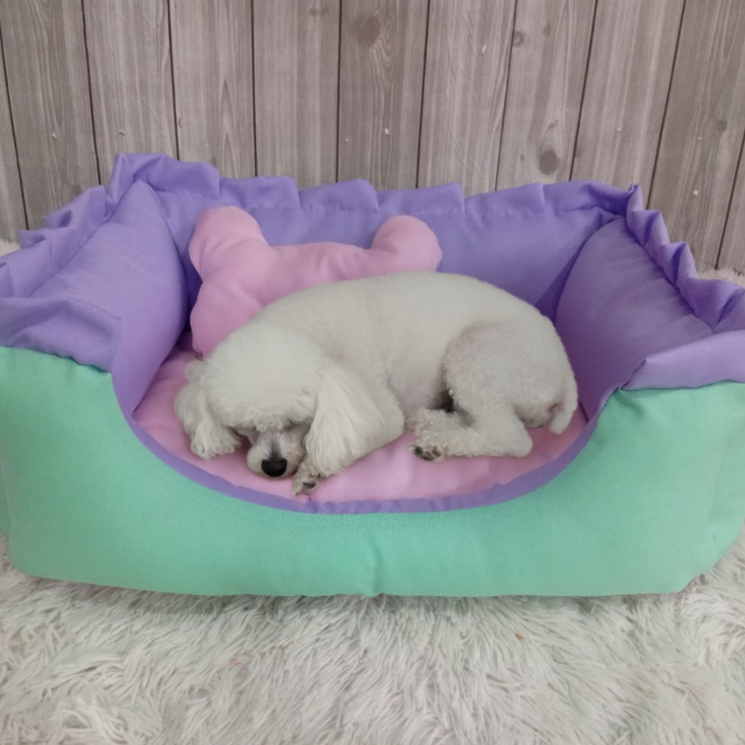 Cama Colchão Caminha Pet Gato Cachorro Cama Tamanho Cyan Liso