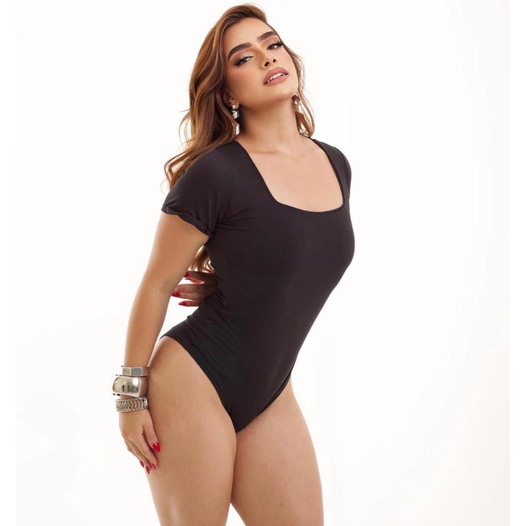 Body Feminino Decote Quadrado Manga Curta Tecido Suplex Moda Verão Tendência Alta Temporada em Oferta na Shopee