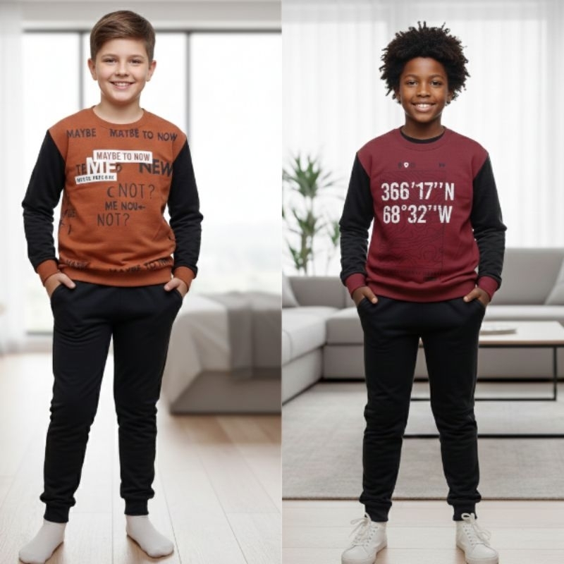 Conjunto Moletom Menino Juvenil Masculino Agasalho De Frio Inverno Elegante e Confortável