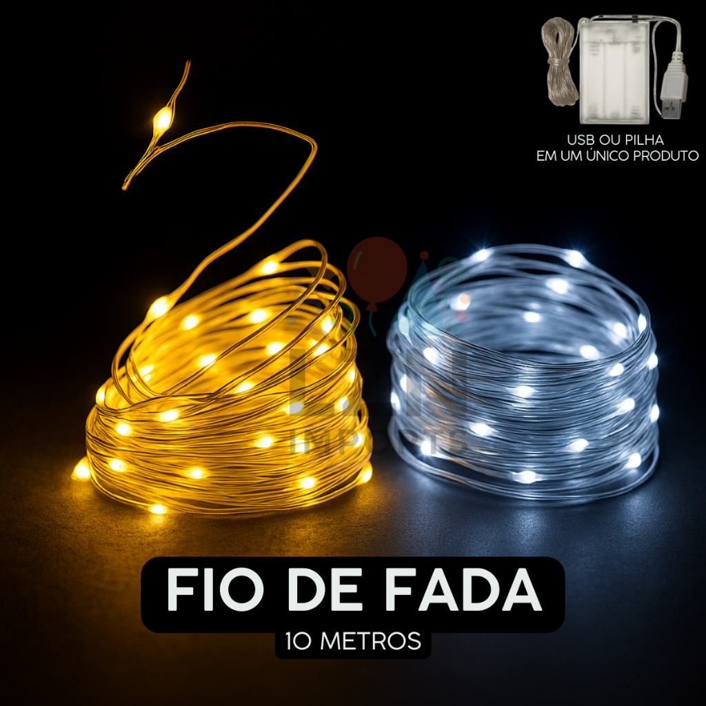 Fio de Fada Cordão Luz Led 10m 100 Leds USB Pilha Branco Frio Quente Decoração Festas Natal Ano Novo em Oferta na Shopee