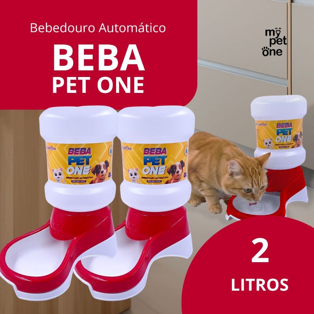 Kit 2 Bebedouro Automático Beba Pet One Vermelho Galão - 2 Litros em Oferta na Shopee