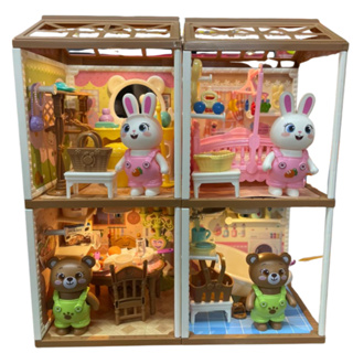 Brinquedo Casa de Montar Cenario DIY Ursinho Coelho Presente em Oferta na Shopee