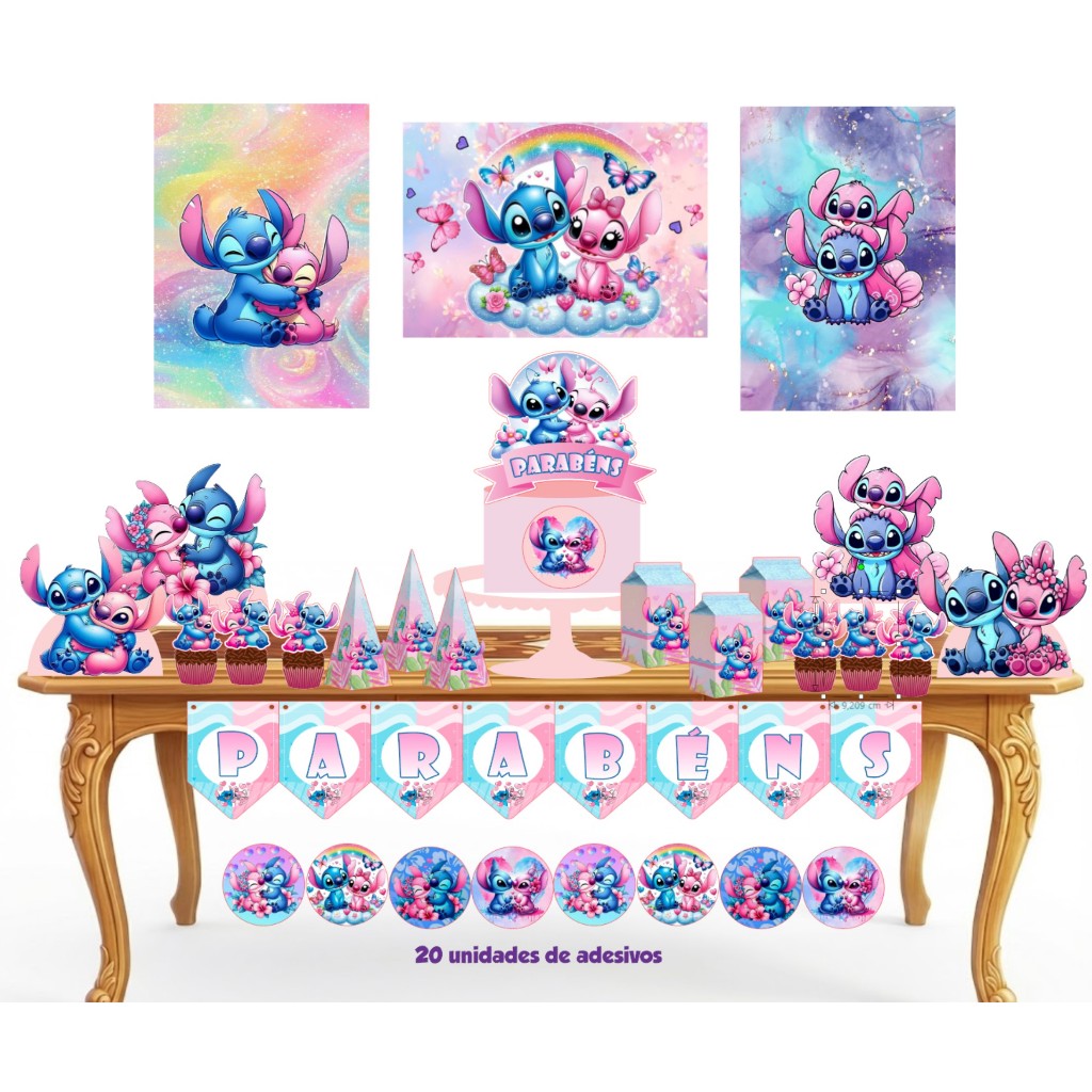 Kit Festas Stitch e Angel Aniversário Decoração +10 CAIXINHAS Só Um Bolinho em Oferta na Shopee
