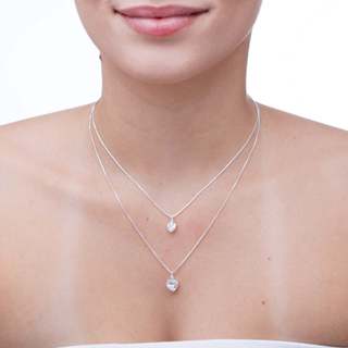 kit gargantilhas duplas prata F925 em Oferta na Shopee