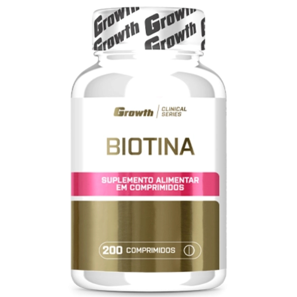 BIOTINA 200 COMPRIMIDOS GROWTH SUPPLEMENTS (Fortalece Cabelos e Unhas, Metabolismo Energético)