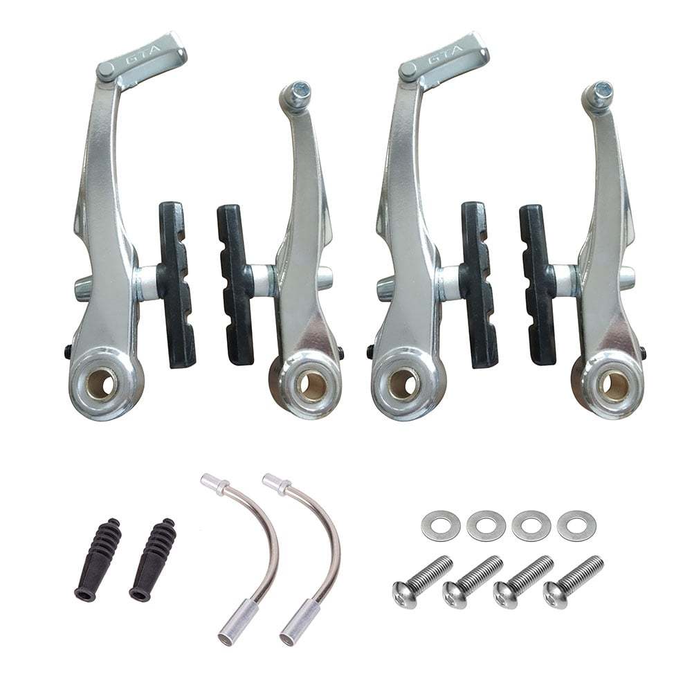 Freio v-brake alumínio bike polido orbital sapata 60mm gta p/ bicicleta aro 16 20 24 26 29 jogo 4 peças