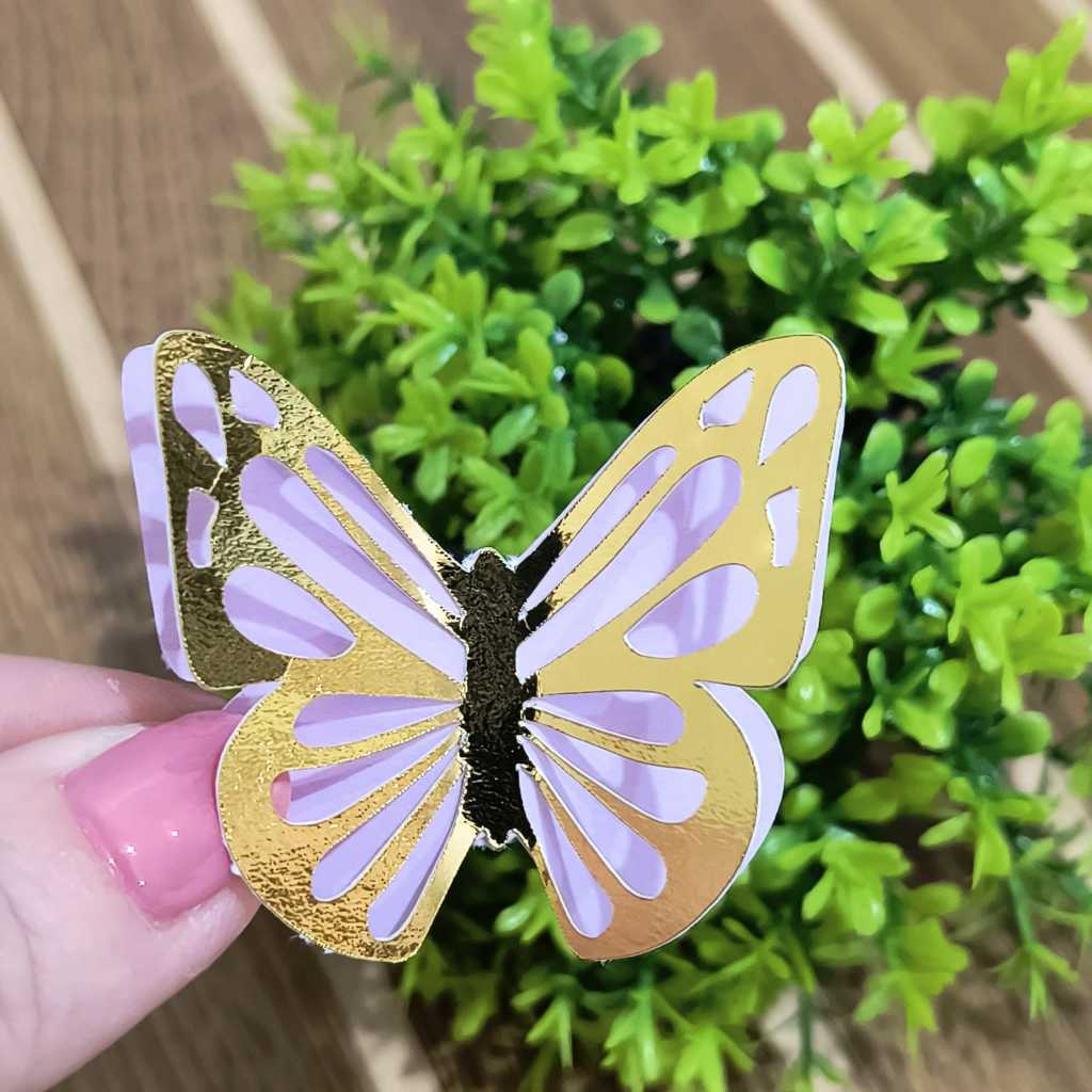 KIT 20 A 50 BORBOLETA VAZADA DOURADA  4CM - JARDIM ENCANTADO LEMBRANCINHA E APLIQUE