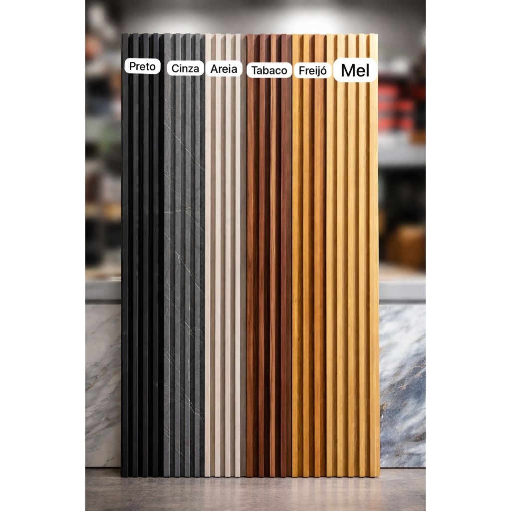 Painel Ripado WPC Decorativo 93x17cm | Kits 5/10/15/20 Revestimentos para Parede em Oferta na Shopee