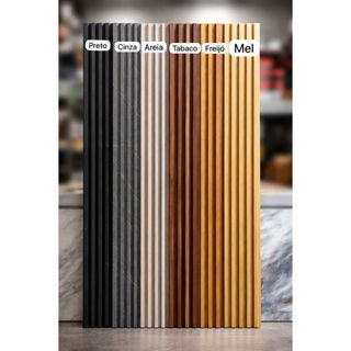 Painel Ripado WPC Decorativo 93x17cm | Kits 5/10/15/20 Revestimentos para Parede em Oferta na Shopee