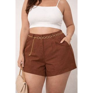short de alfaiataria premium com cinto de brinde gratis shorts com elastano bolso ziper confortavel moda feminina em Oferta na Shopee