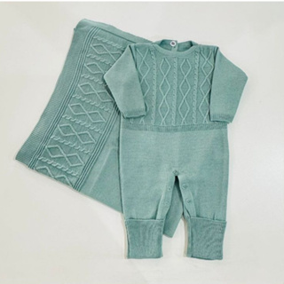 Kit Macacão e Manta Saída Maternidade Trança de Tricô Bebê Reborn RN Roupinha de Bebe em Oferta na Shopee