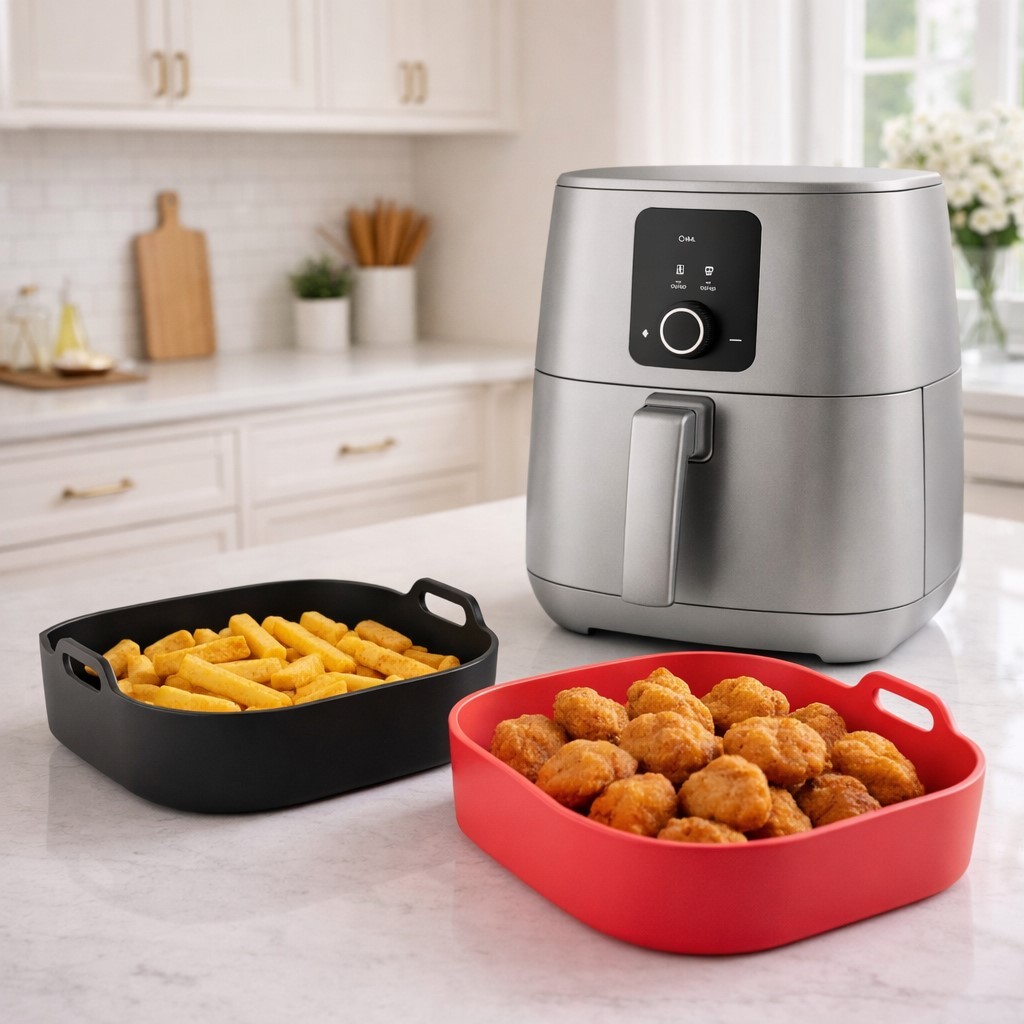 Kit 2 Formas de Silicone Air Fryer Grande 19 cm Quadrada Antiaderente  Assadeira Fritadeira