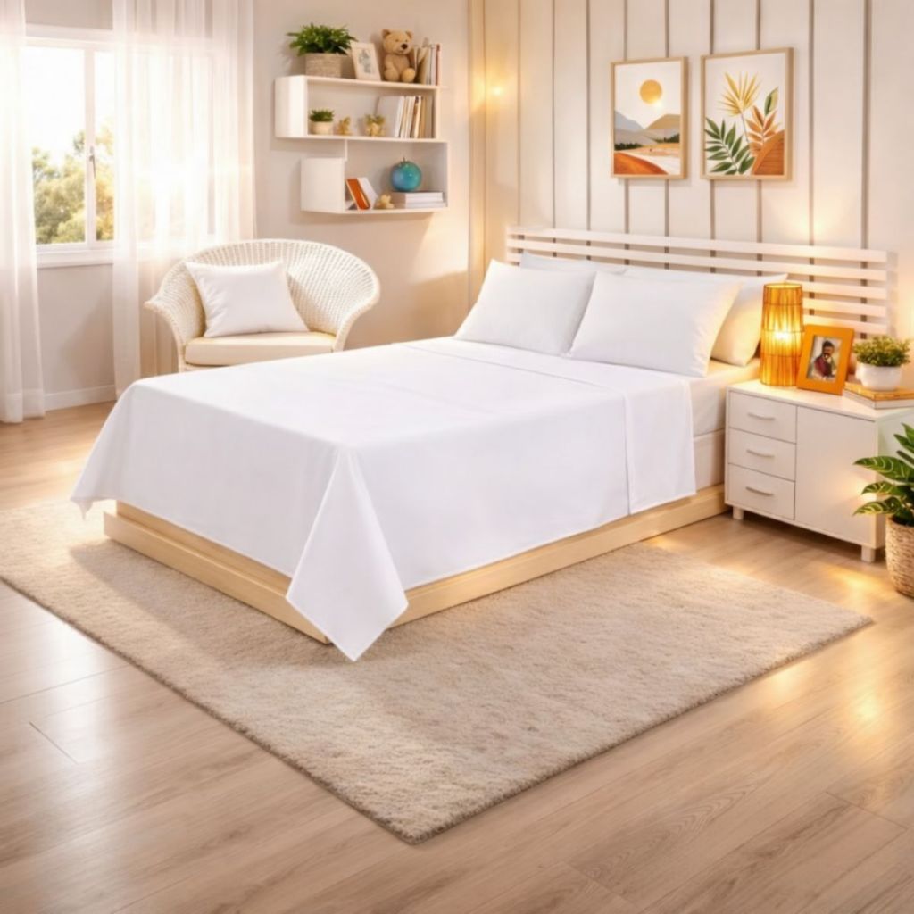 Lençol de Cima Avulso Sem Elástico na Bainha Casal ou Solteiro 100% Algodão Percal 200 Fios em Oferta na Shopee