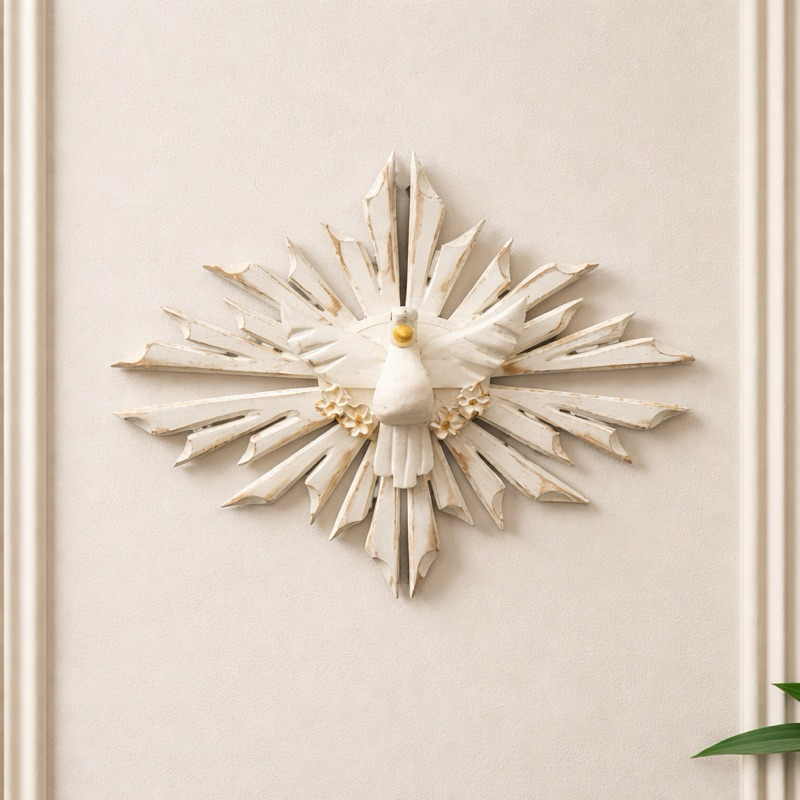 Divino em Madeira 35x27 cm de Parede Decoração Católica Divino Espírito Santo