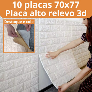 Kit 10 Placas Tijolinho 3D 70x77 Adesivo De Parede Autocolante Decoração em Oferta na Shopee