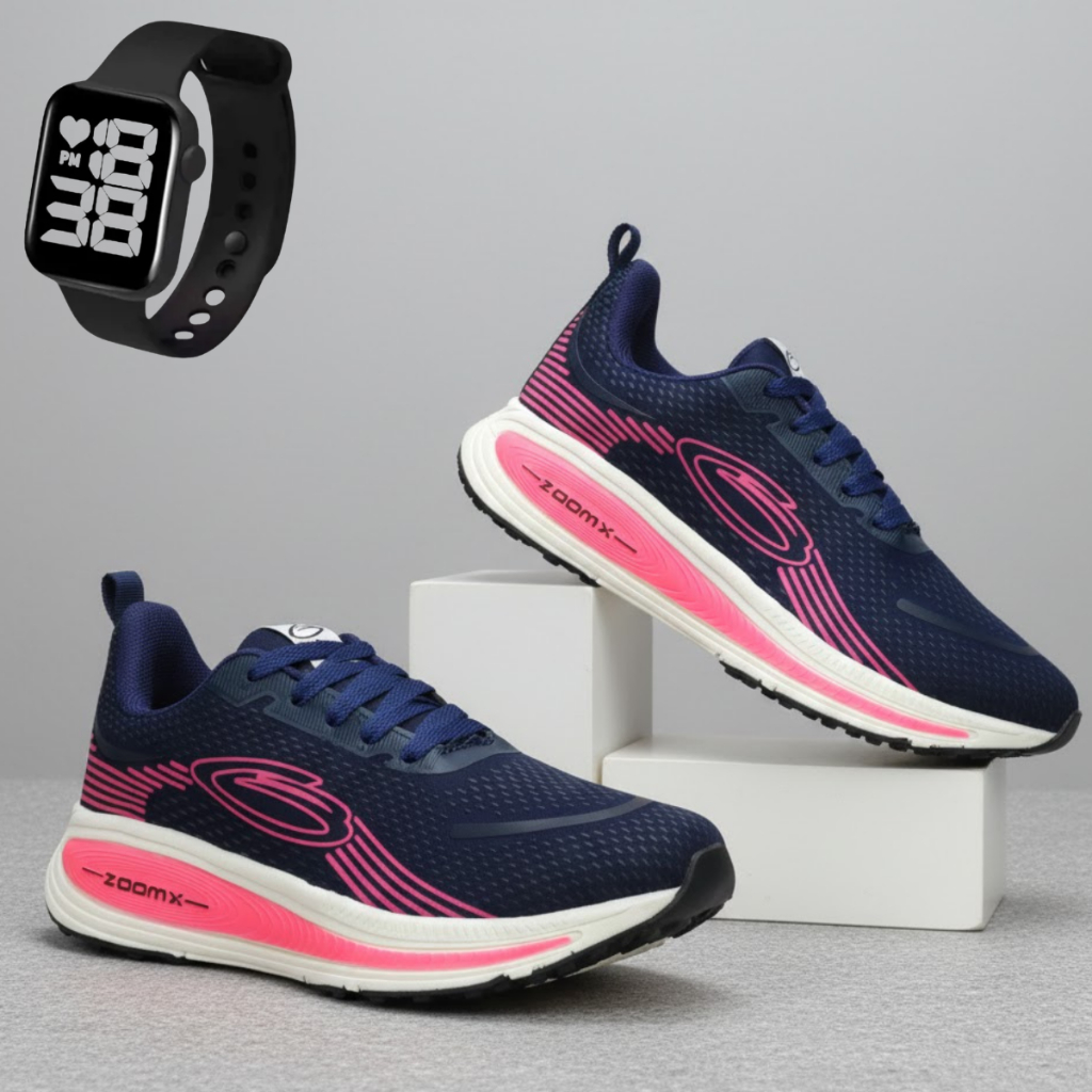 Tênis Feminino Esportivo Academia Corrida Treino Lazer Dia Dia Conoforto Absoluto Bany + Relógio