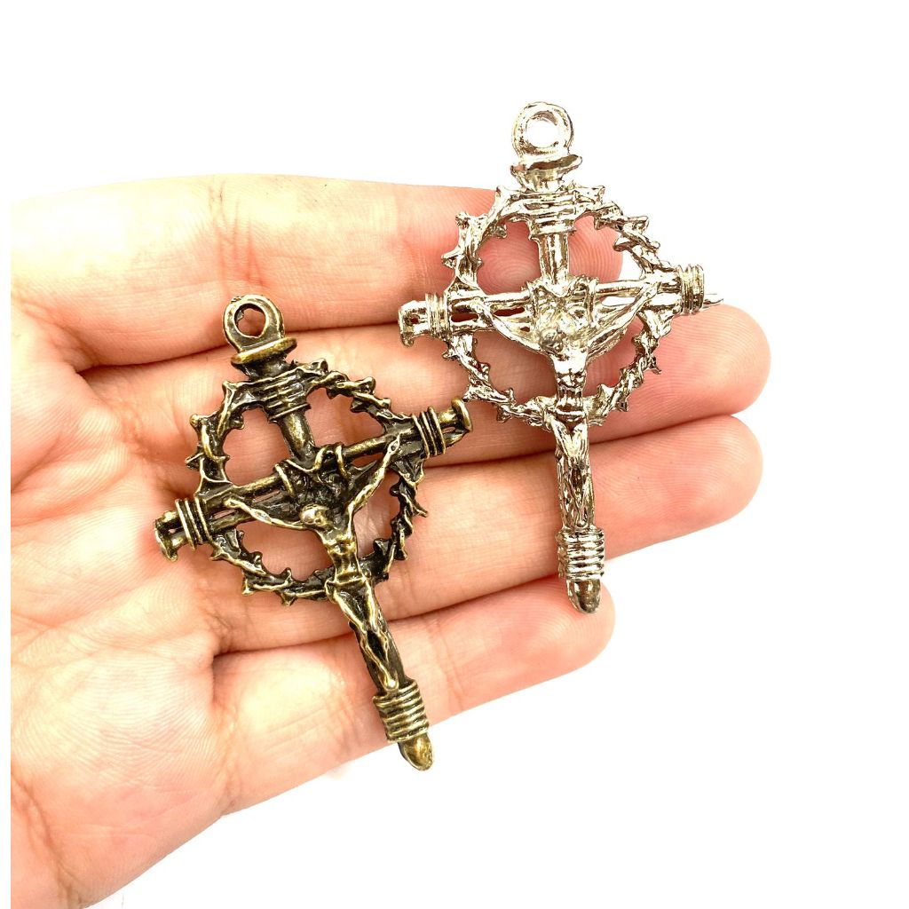 CRUZ COROA DE JESUS COM ESPINHOS - CRUZ PARA TERÇO Nº 468 ( 5 UNIDADES )